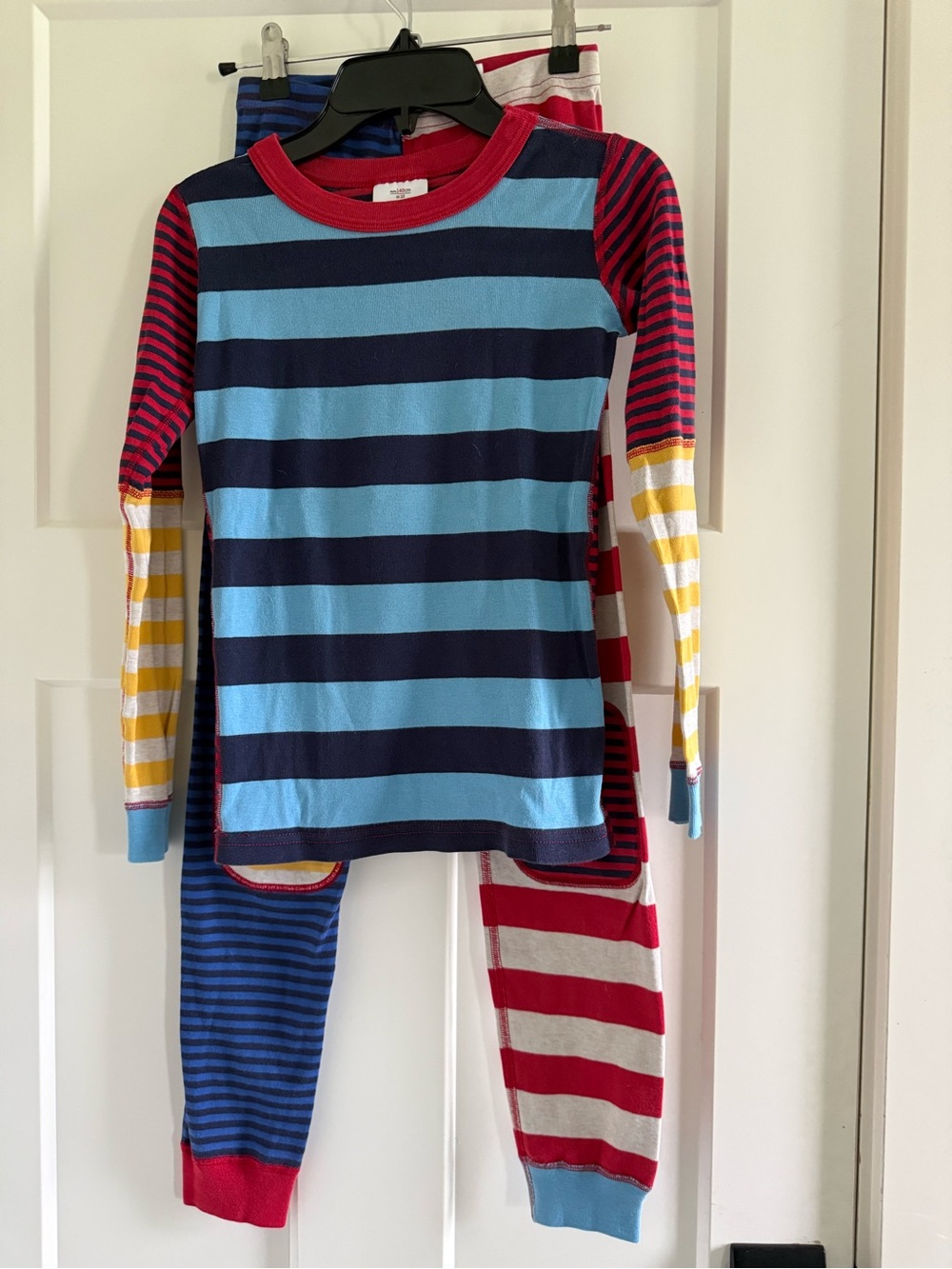 Hanna Andersson mismatched striped long sleeve long johns size 140cm/US 10
